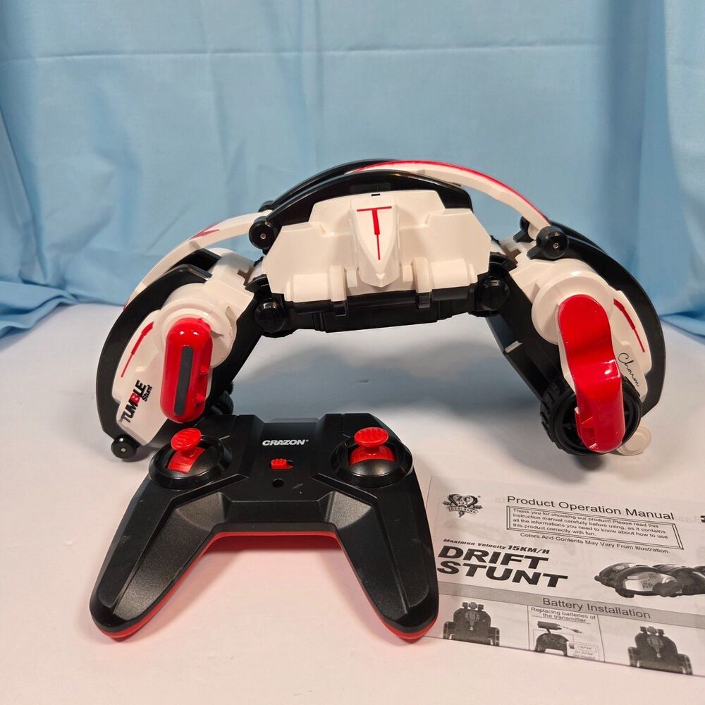 RC Round Rolling Stunt Snake Car with LED Lights Hot Engine  NEW Red & White